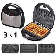 3in 1 붙지 않는 샌드위치 조리기 파니니 프레스 및 철판 와플 토스티 스낵 아침 베이킹 머신, [01] 3in1 Snack Maker, [03] AU, 01 3in1 Sk Maker_03 AU