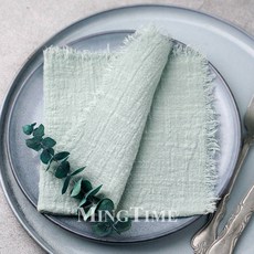 테이블냅킨 뽑아쓰는 파티 식당 24pcs 32cm x 레트로 스타일 목화 거즈 천 냅킨 재사용 가능한 차 타월에 적합 크리스마스 빈티지 웨딩 장식, Greyish green