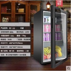 유리문냉장고 식품보존 유치원 캐비닛 쇼케이스 에너지절약 작은 가정용 신선 약보관, 11. 단일 잠금장치 55리터 압축기 유리도어