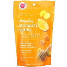 업스프링 UpSpring Stomach Settle Drops Lemon-Ginger Honey 28 Individually Wrapped 4.0 oz (112 g) US직배송, 상세페이지 내 표시사항 참고, 1팩