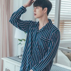 도씨 남성용 피치기모 긴팔 카라 잠옷 상하의 세트