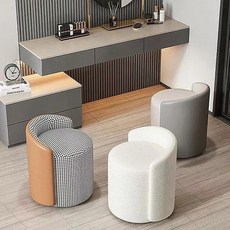 Meainna 북유럽 가볍고 럭셔리한 화장 의자 가정용 소형 등받이 무음 회전 화장 의자 심플 네일 낮은 둥근 의자, 회전 가능, 울 화이트