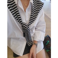 스트라이프 어부바어깨숄 면혼방 데일리 간절기코디 스타일링필수템