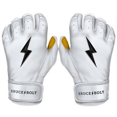 BRUCE BOLT PREMIUM PRO Short Cuff Batting Gloves WHITE