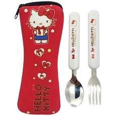Hello Kitty 凱蒂貓 潛水布多功能袋餐具套裝, 2個入, 1組