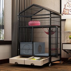 대형 고양이 철장 케이지 울타리 하우스 반려묘 집 철제, A. 블랙 3단 (1.36m), 매트 둥지 해먹 등