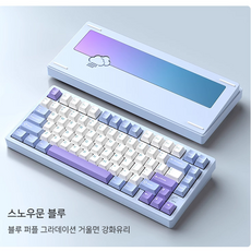 레이니75 키보드 WOB Rainy75 기계식 키보드 케이밍 핫스왑 유무선 키보드, RGB Violet축 3500mAh, 블루