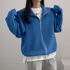 [디데이뉴] [남친핏 보호본능핏] 남녀공용 오버핏 스트링 골덴 하이넥 집업 가디건 니트 4color