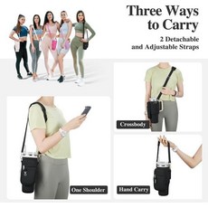 Water Bottle Carrier Bag with Phone Pocket for Stanley 40/30 oz Tumbler Neoprene Water Bottle Holder, black, 40OZ
