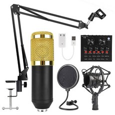유튜브 방송Bm 800 컴퓨터 가라오케 키트 bm-800 V8 사운드 카드에 대한 pc 스튜디오 마이크에 대한 콘덴서, 04 Black Golden