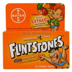 [미국직구]Flintstones 어린이 멀티비타민 보충제 과일 향 60 츄어블정, 상세설명참조