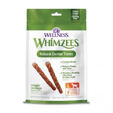 WHIMZEES by Wellness Veggie Sausage Natural Grain Free Dental Chews for Dogs Large Breed 7 count, 14.8 oz, 1 - 웜지스