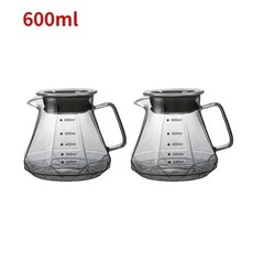 드립 커피 포트 깔때기 유리 범위 위에 붓는 서버 주전자 브루어, 15.600ml PotA 2Pcs