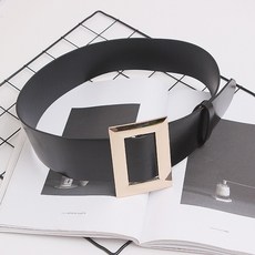 여성벨트 코트 허리띠 여성 넓은가죽벨트 유럽미국 유행패션 코디하기쉬운 장식 스커트 복고 허리조임 네모단추 블랙색 가죽벨트