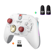 HTYVC 무선 게임패드 PC/Switch/Mobile Phone 스위치 블루투스 컨트롤러+수신기+2개 손가락 장갑, White, 1개