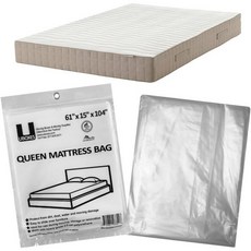 uBoxes 퀸 매트리스 투명 플라스틱 폴리 커버 61 x 15 104 인치 헤비 듀티 200 밀 1 팩, Mattress Bag / Cover, 1개