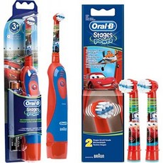 SPAR-SET: 1 브라운 구강-B 단계 파워 키즈 cls 배터리-치아-치아 어린이 DB4.510.K 디즈니 자동차 + 2 시리즈 스테이지 파워, 단일옵션