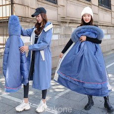 Makone여자 겨울 코트 롱 코트[내담 탈부착 가능] 파이극복녀 겨울 털넥 롱 패딩 여성 패딩 코트