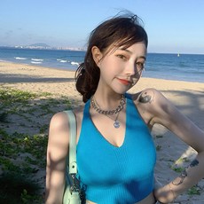 디프런트 여성 바캉스룩 크롭 티셔츠
