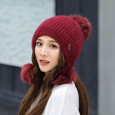 vjtmxmtiq앙증맞은 멋 윈디 와인컬러 앙고라 털모자 털방울비니 칼라모자 니트모자 골지비니 무지비니_firsttinggi