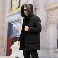 후드 겨울폼 하프기장 두꺼운 보온 남성 빅 오버핏 마저도 모자 부착해제가능 털 넥