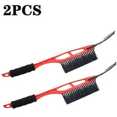 차량용 다기능 제설 삽 2 인 1 제빙 스크래핑 스노우 브러시 서리 제거 겨울 도구, Red-2PCS, 2개