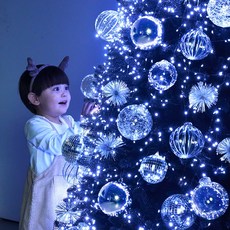 코지바이브 크리스마스 블랙 트리 3색 변환 지네전구 세트 구성, 트리 + 3색 전구 + 오너먼트 풀세트 구성