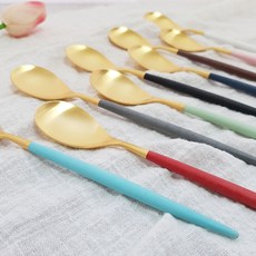 큐티폴 미오 커트러리 디너스푼 디저트스푼 커피티스푼 50종, 골드 블루