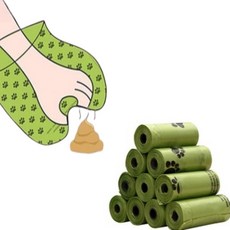 그로우핸즈 반려동물 배변봉투 리필형 휴대용 150매, 1세트, 10롤, 발바닥 그린