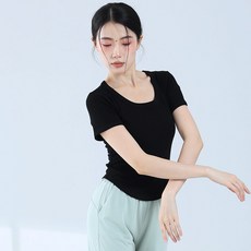 댄스복 여성 재즈댄스 스포츠 슬림 반팔