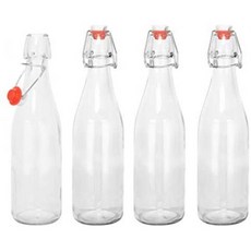 only fire Giare Glass Bottle Swing Top Glass Bottles with Stopper for Vinegar Beverages Beer Wat, One Color_4pcs, One Color_4pcs, One Color