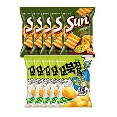 오리온 썬칩 갈릭바게트 5봉 + 꼬북칩 콘스프 돌아온썬 썬칩마늘 봉지과자 인기과자, 1set