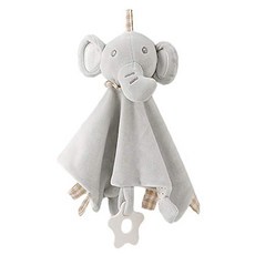 Zocita Baby Security Blanket Soft Plush Teething Towel Toy with Teether and Built-in Bell(Elephant, 본상품, Elephant, 1개