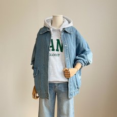 [마랑블루] 아웃포켓 루즈핏 밴딩 데님 자켓