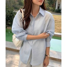 허블리 여성 루즈핏 쿨링 시스루 롤업 자외선차단 셔츠 블라우스 블리 루즈핏 쿨링 여성 시스루 롤업 자외선차단 셔츠 블라우스