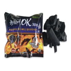 한방에OK 간편점화 착화숯 캠핑 숯불 바베큐 구이용 번개탄 대용, 300g, 1개
