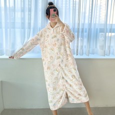 엘라운지 집순이 빅사이즈 롱 로브 가운 극세사 파자마