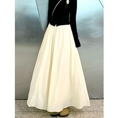 밴딩 사계절 오피스 겨울 슬림핏 하체커버 빅사이즈 여성 롱스커트 A라인 출근룩 볼륨