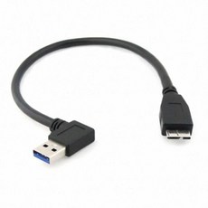 블랙 직각 90도 B 3.0 마이크로 B 남성 케이블 30cm Macbook 노트북 하드 디스크, 01 Black