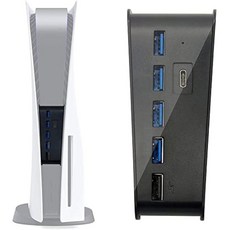 LinaLife PS5 USB HUB 5 포트 USB 허브 PS5 PS5 USB 연장 허브 포트 4개 및 Type-C 포트 1개 USB 허브 플러그 앤 플레이 USB 익스텐더, LinaLife PS5 USB HUB 5 포트 허브,