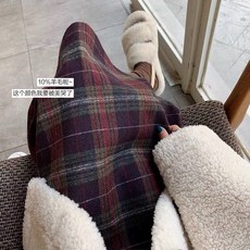 차앙뜨 겨울 일감 배색 아름다워지다 노울 모직물감 체크 스커트 슬림핏 롱