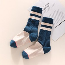 야구양말 전문 운동기계 타올바닥 흡습 땀배출 스포츠양말 남녀공용 러닝 훈련 무릎양말, C07-23# 베이지블루 스트라이프 발토시