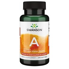 Swanson 비타민 A 10000 Iu (3000 mcg RAE) 250 소프트젤, 25정, 1개