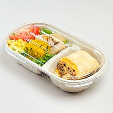 친환경 펄프샐러드용기 N852(850ml) 2칸 크라프트 500개 세트, 1세트