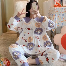 머니메이커 순면홈웨어 산욕기룩 봄가을 계절 코튼 긴 소매 산후 실내복 여름 얇은 임산부 빅사이즈파자마