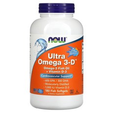 나우푸드 Ultra 오메가 3-D EPA 600/DHA 300 피쉬 소프트젤 180정, 2개, 300정