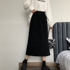 여성 허리 밴딩 A라인 롱 스커트 겨울 치마 2color