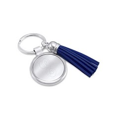 NameNecklaceBoutique 맞춤형 모노그램 키 체인 스테인리스 스틸 블루 태슬-The Letter E