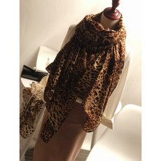 레오파드 스카프 여성 봄가을 롱 겨울 여름 숄 투웨이 비단스카프 오버사이즈