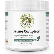  Wholistic Pet Organics Feline Complete: 전신 건강을 위한 고양이 종합 비타민 - 비타민 미네랄 프리바이오틱스 프로바이오틱스 항산화제 등이 포함된, 8온스 